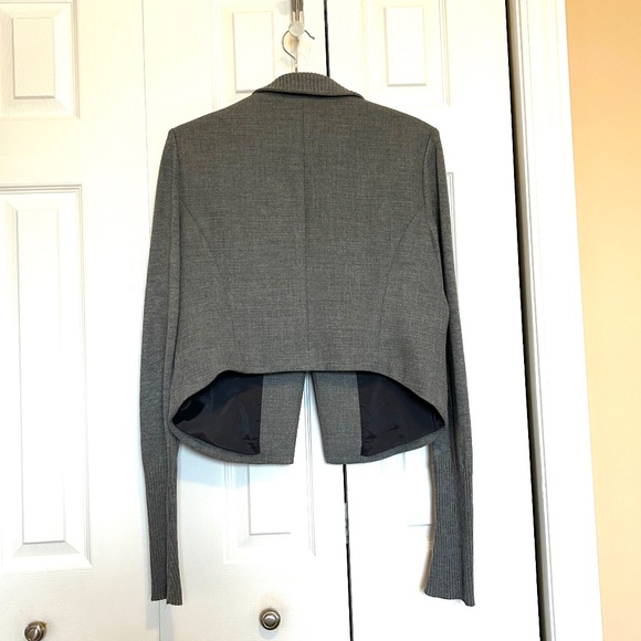 Like New Iris Setlakwe Cropped Mixed Media Grey Jacket Size 10 Made in Canada - Picture 11 of 15